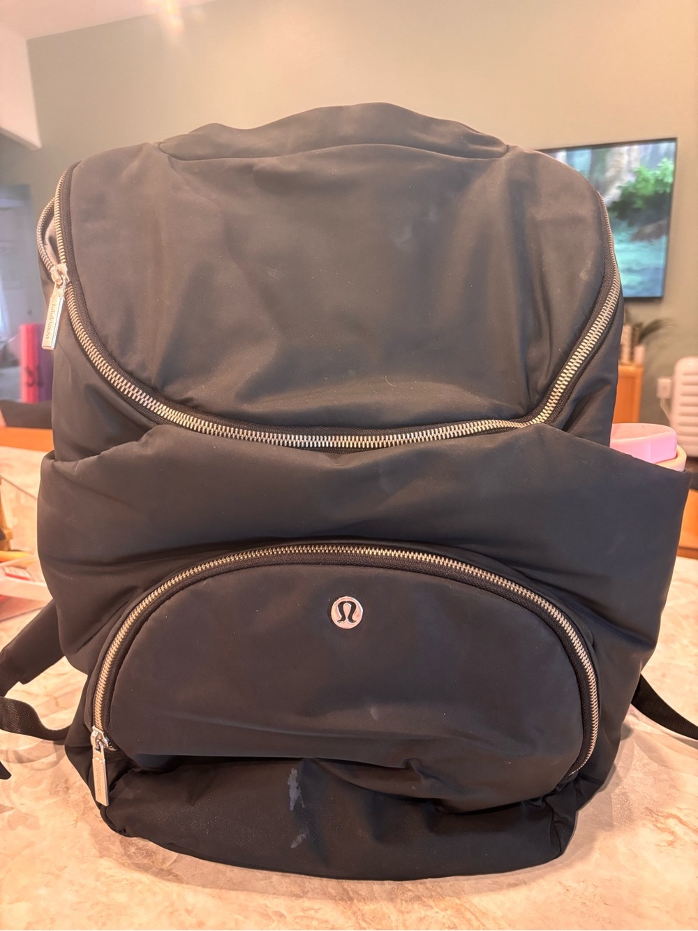 lululemon athletica Black Backpack with Silver Zippers